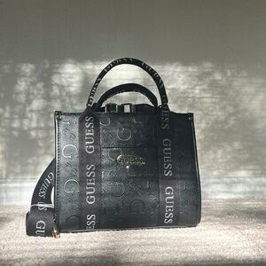 GUESS Black Embossed Logo Tote Bag – Brand New with Tags